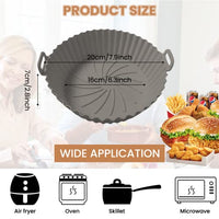 Venzina® Air Fryer Liners Reusable Round Baking Tray Air Fryer Non-Stick Basket Air Fryer Silicone Tray Reusable Fits 3QT-5QT Oven, Microwave Air Fryer Accessories, 1 Pcs (7.9 inch) - Grey