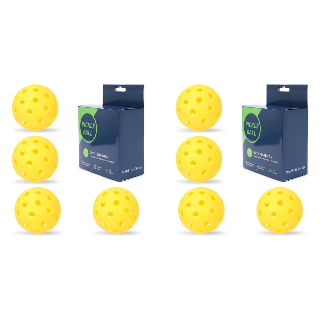 PROBEROS Pickleball Balls 8PCS for Outdoor Play featuring 74mm Size 40 Holes Hard PE | True Flight