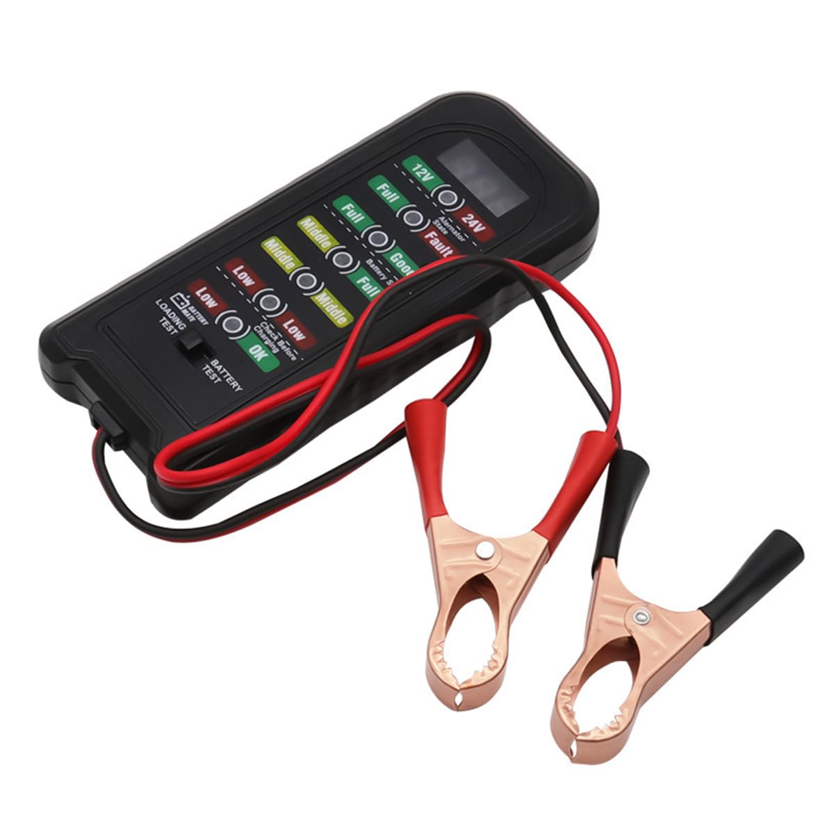 Serplex Car Battery Tester for 12V 24V Vehicles with LED Indicators and Reverse Protection