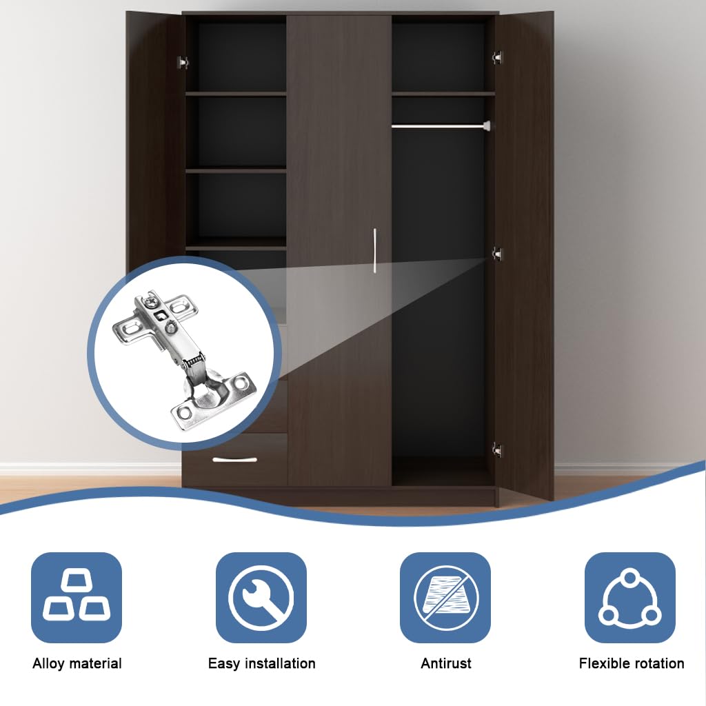 Serplex Cabinet Door Hinges for Quiet Slow Close with Hydraulic Mechanism | 6Pcs Stainless Steel