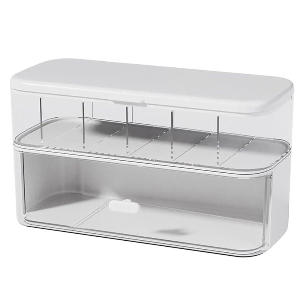 ZORBES® Data Cable Organizer Case Double Layer Clear Cable Accessories Storage Box with Drawer, Flip-up Lid Multi Compartment Cable Holder Small Gadget Desk Storage Box