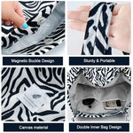 PALAY® Tote Bag Corduroy Fashion Zebra-stripe Print Color Hand Bag for Women Shoulder Bag for Shopping, Commuting, Shopping Bag, Large Grocery Bag