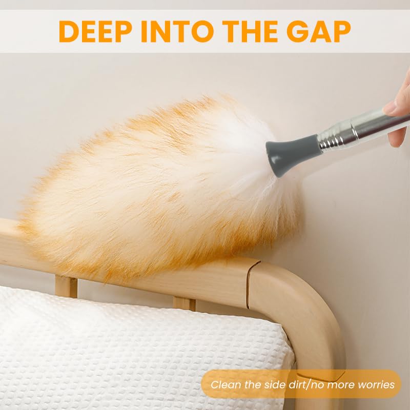 Supvox Telescopic Duster for Ceiling and Home Cleaning with Static Cling Wool Head 55 in