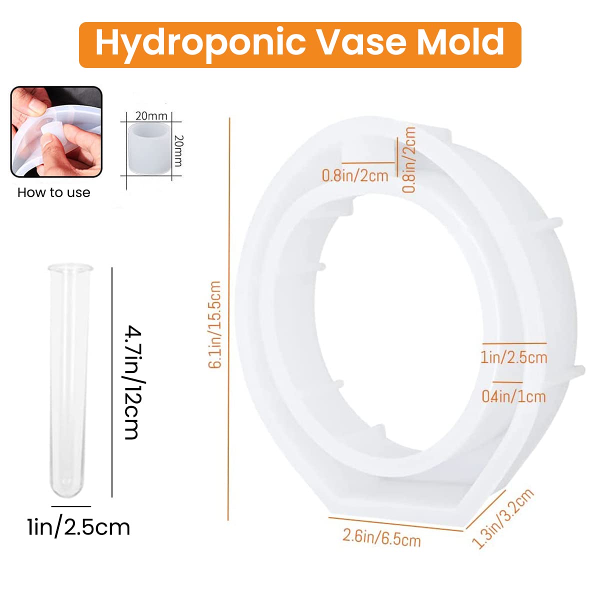 HASTHIP® Vase Tube Resin Molds, Plant Propagation Station Silicone Epoxy Mold with 2 Test Tubes, Vase Epoxy Resin Mold for for Resin Casting Flowers, Home, Office, Desktop Decoration, Oval Style