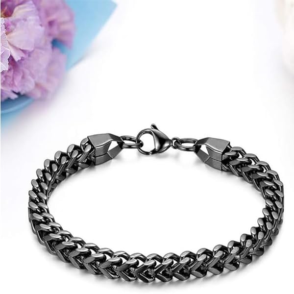 Zibuyu Silver Bracelet for Men featuring Lobster Clasp and Stainless Steel Cuban Chain | Gift Jewelry