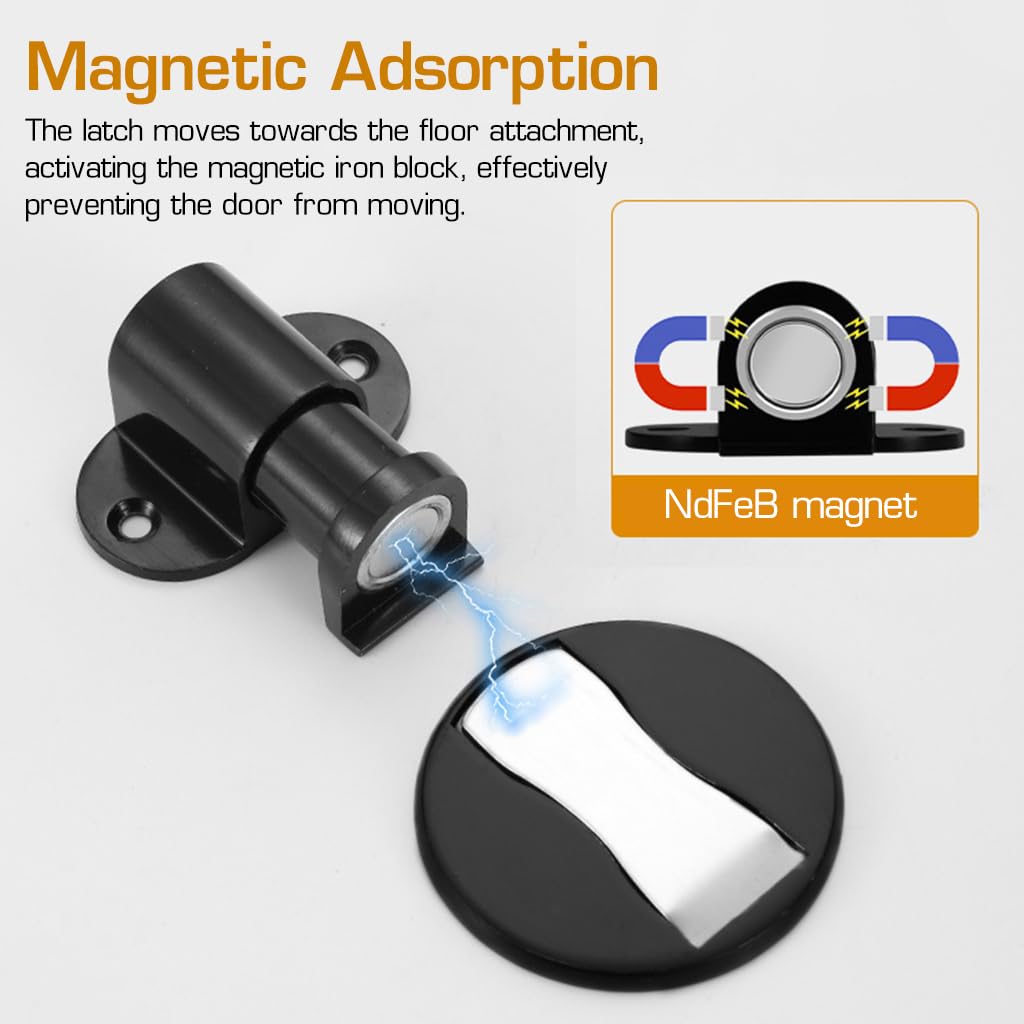 Serplex Door Stopper for Home featuring Adjustable Magnetic Catch and Zinc Alloy Body | No Drilling Installation
