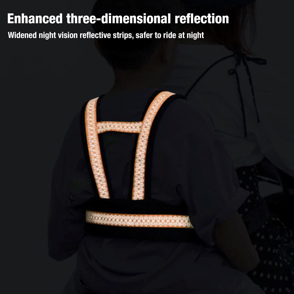 SNOWIE SOFT® Kids Safety Belt for Two Wheeler with Reflective Strips, Portable Seat Belt Children Motorcycle Harness for Motorcycle Bike, Adjustable Safety Harness for Kids (Orange)