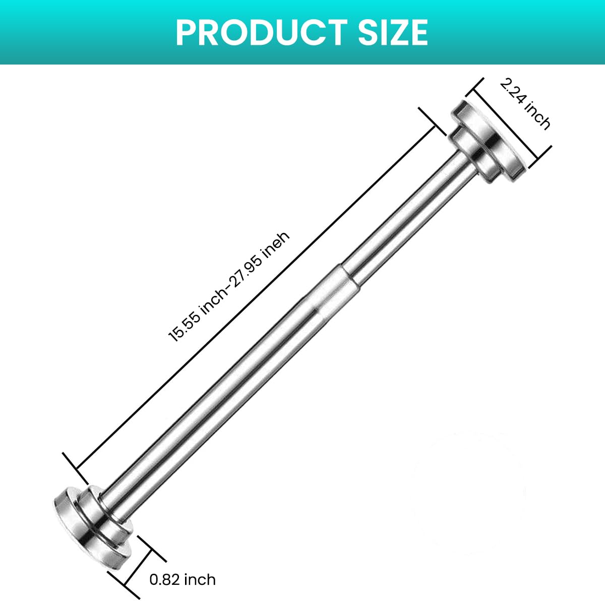 Supvox Retractable Curtain Rod for Windows and Wardrobes featuring No Drill Tension Design 85Cm to 140Cm Stainless Steel