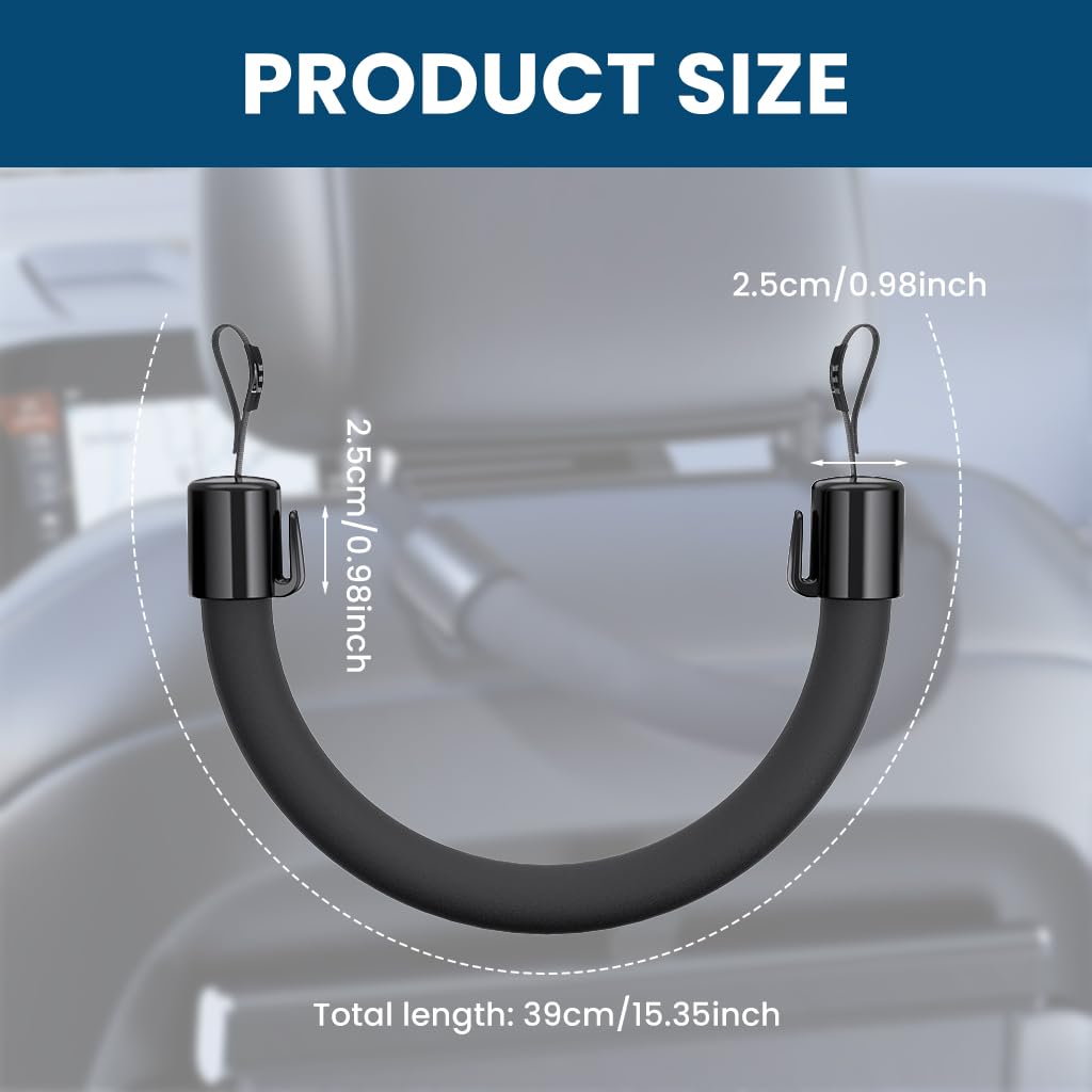 ZIBUYU Car Mobility Aid for Easy Vehicle Access featuring Tool Free Headrest Strap | 39x2.5x2.5cm Soft EVA and ABS Grip for Adults and Seniors