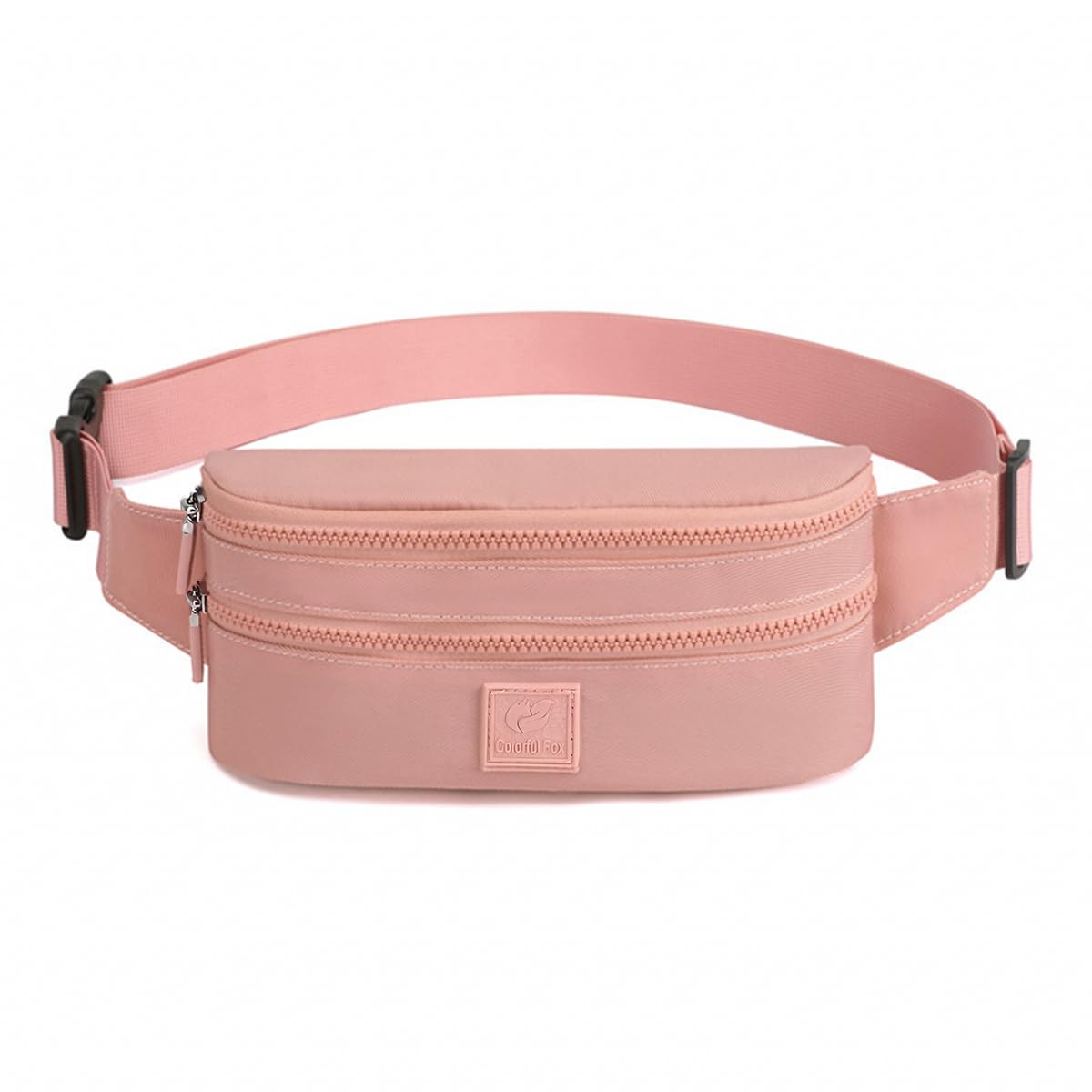 PALAY® Fashion Waist Bag for Women Double Layer Lightweight Nylon Waist Pack Chest Bag Phone Sling Bag Casual Waist Bag with Adjustable Waist Belt Design Jogging Item Bag Bum Bag, Pink, 24x5x12cm