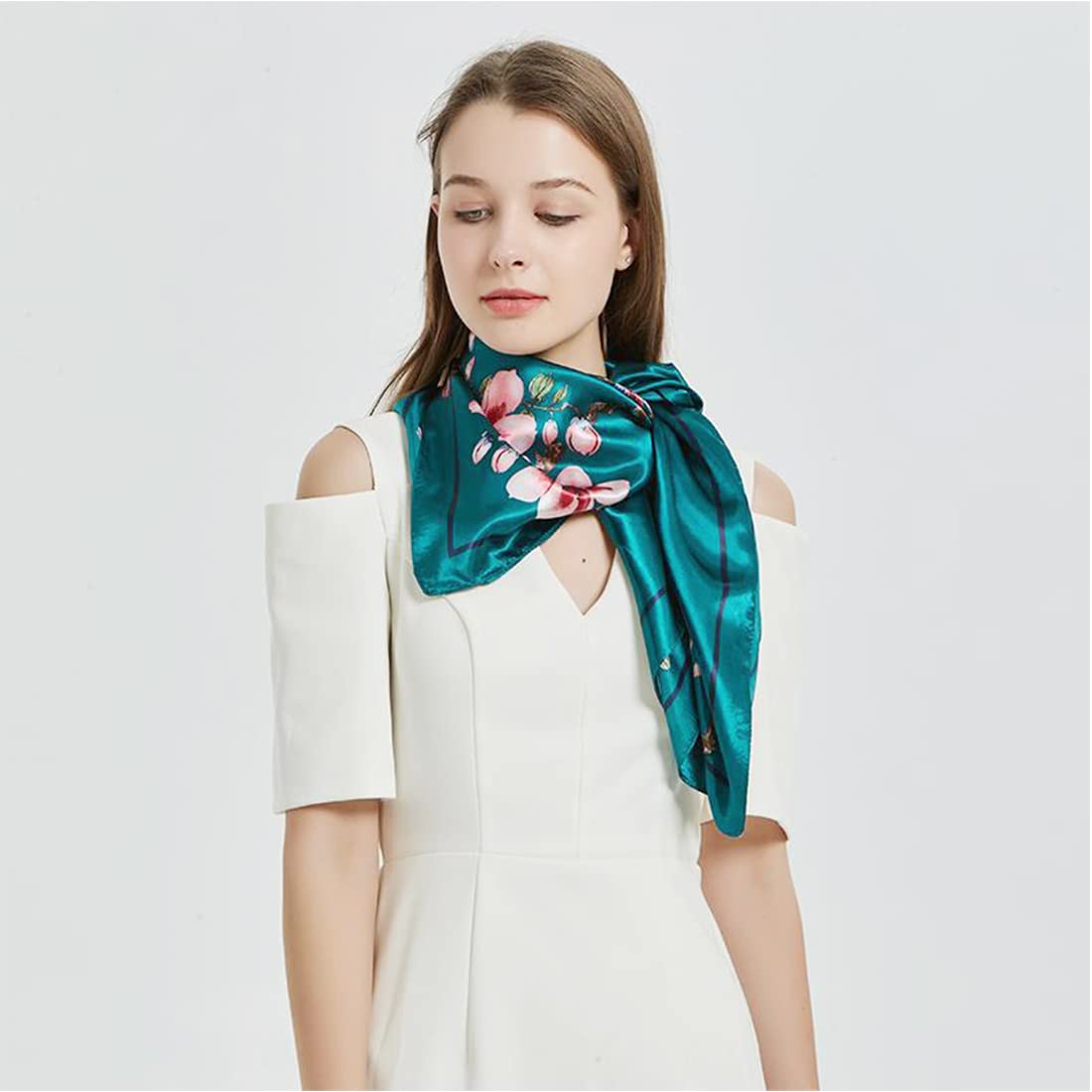 PALAY Women Satin Scarf for Daily Wear featuring 35x35 in Square Design and Silk Feel Fabric