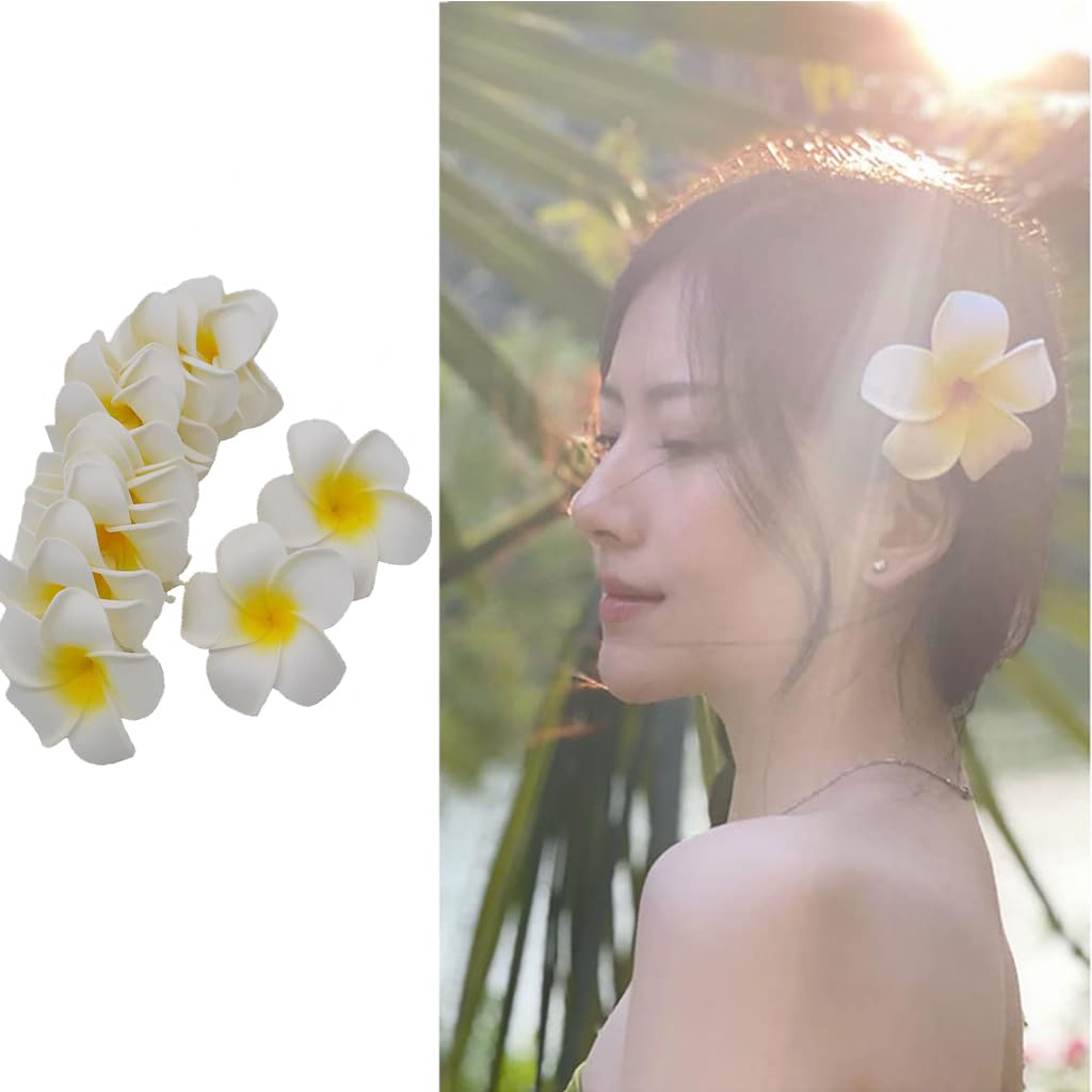 ZIBUYU Artificial Flowers for Home Decor and DIY Crafts with 20pcs 6cm Foam Frangipani | White Floating Style