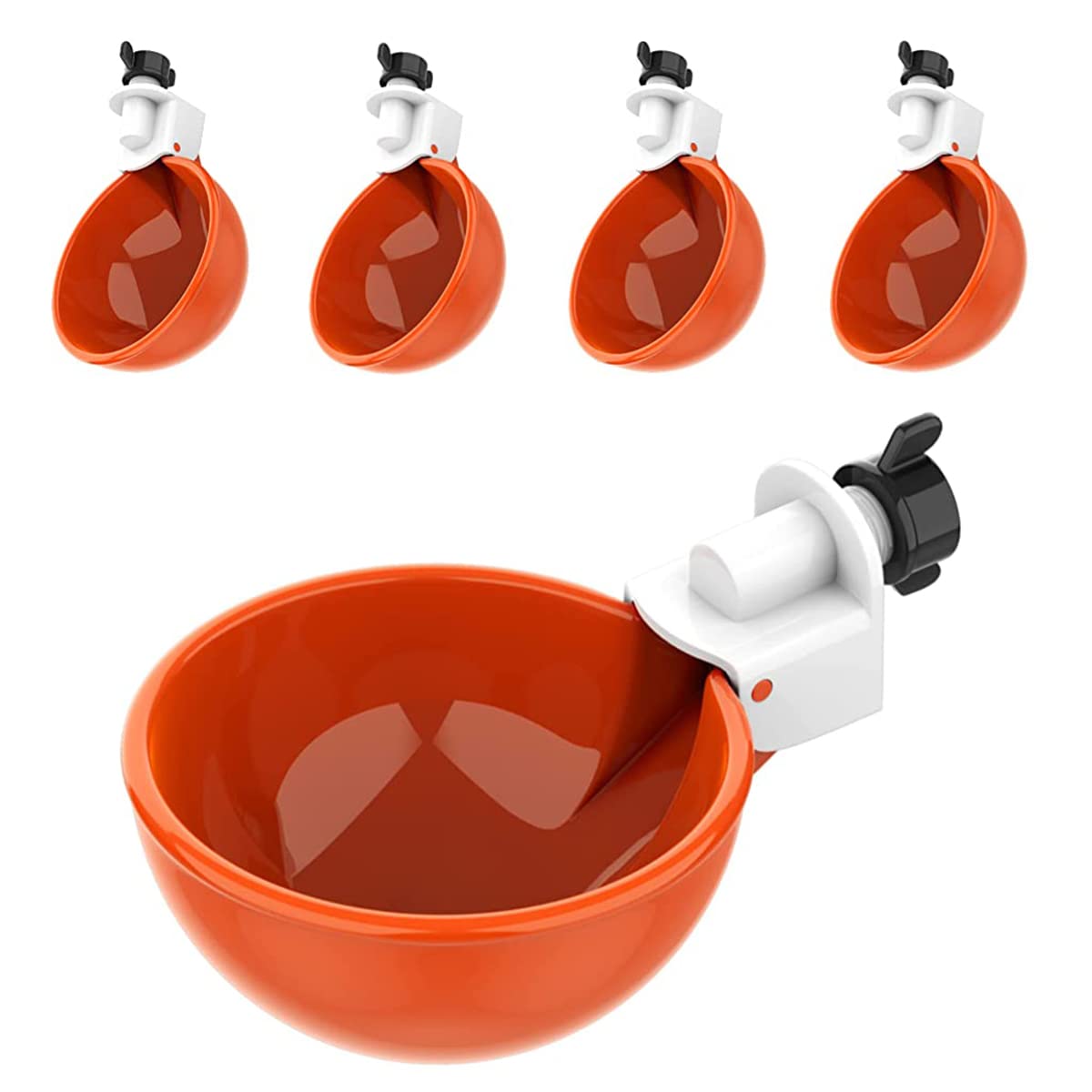 HASTHIP Pack of 5 Chicken Drinking Cup On Barrel Chicken Feeder and Drinker Auto Refill Water Chicken Duck Drinker Chicken Water Cup for Poultry Poultry Farm Equipment