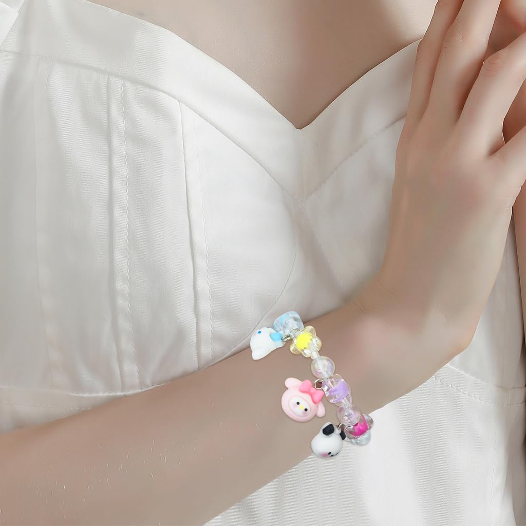 SANNIDHI Cinnamoroll Crystal Bead Bracelet Cute Cartoon Crystal Beaded Elastic Bracelet for Girls Crystal Sanrio Cinnamoroll Beads Bracelet Jewelry Gift for Girls Children's Day Gift