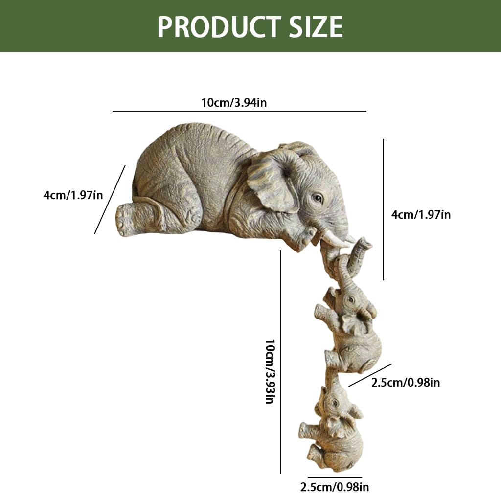 HASTHIP Elephant Sitter Decor Set for Home or Office featuring Hanging Edge Resin Figurines