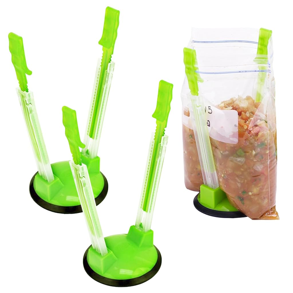 HASTHIP Bag Holder for Freezer Storage Bags with Adjustable Rack and Non Slip Base | Hands Free Food Pouring and Meal Prep