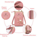 PALAY® Women's Small Cross-Body Phone Bag Stylish PU Leather Mobile Cell Phone Holder Pocket Purse Wallet Sling Bag Mini Shoulder Bags (Pink)