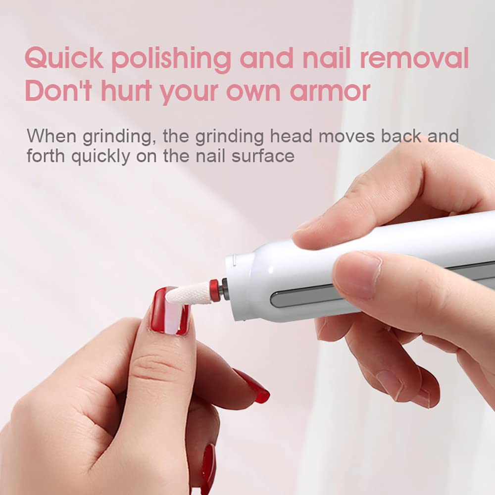 MAYCREATE Electric Nail Drill Machine for Home Use with 3 Speed 15000RPM & 5 Polish Bits | USB Rechargeable Portable Set