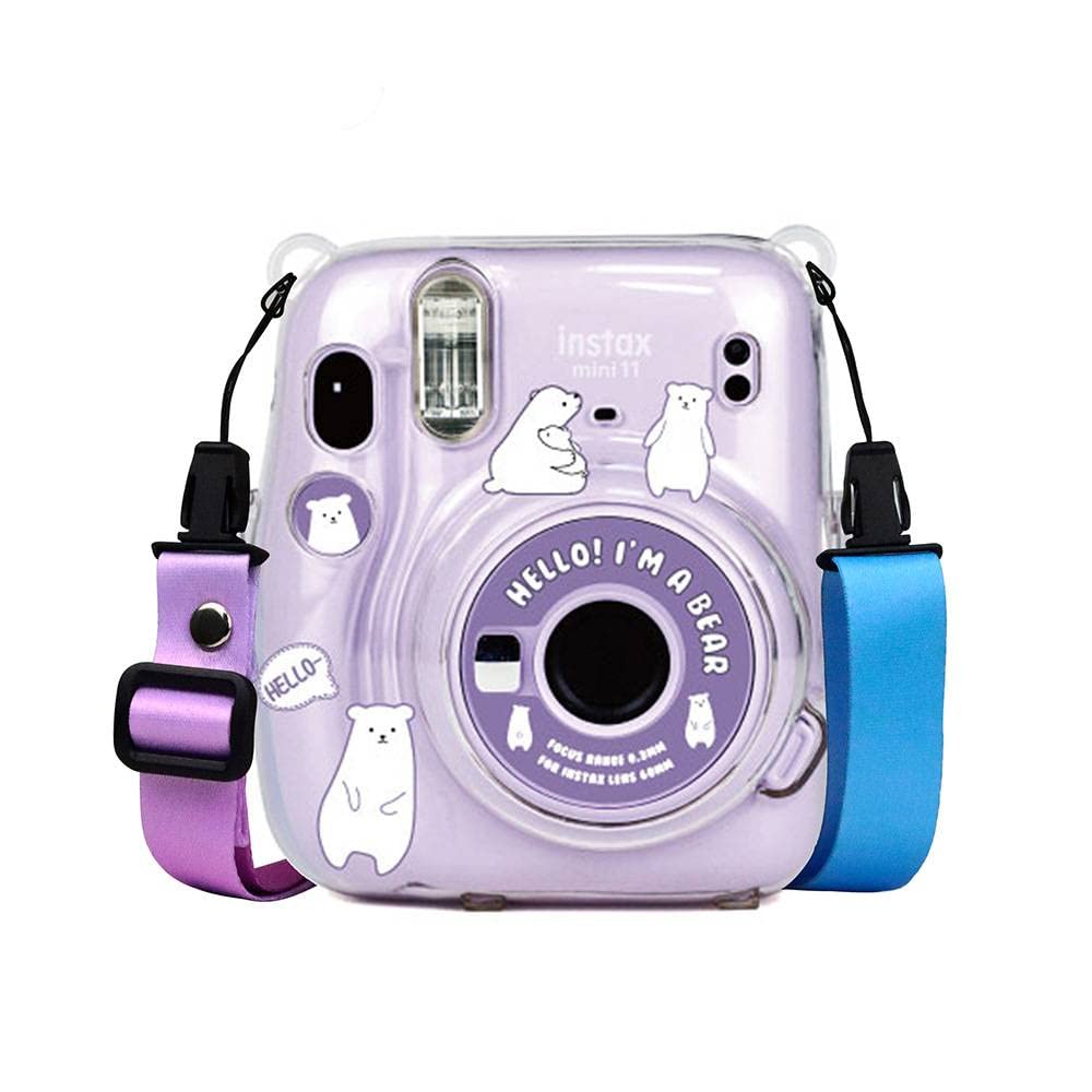 ZORBES Instax Mini 11 Case Cover, Crystal Protective Camera Case for Fujifilm Instax Mini 11, with Flim Sheet Holder, Easy Install Shell Cover with Shoulder Strap for Intex Camera Mini 11 (case only