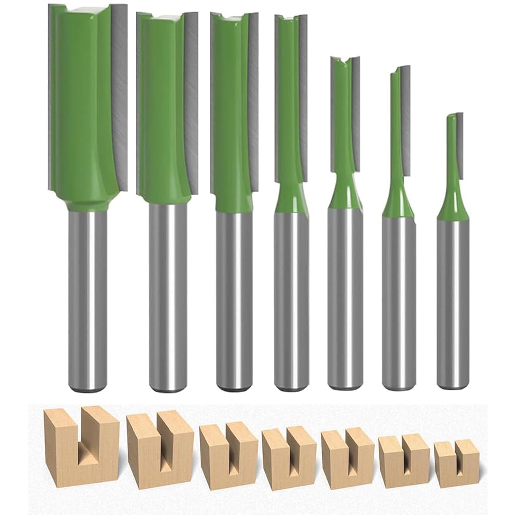 Serplex Router Bit Set for Woodworking with 7pcs 1/4 in Shank and Double & Single Flutes