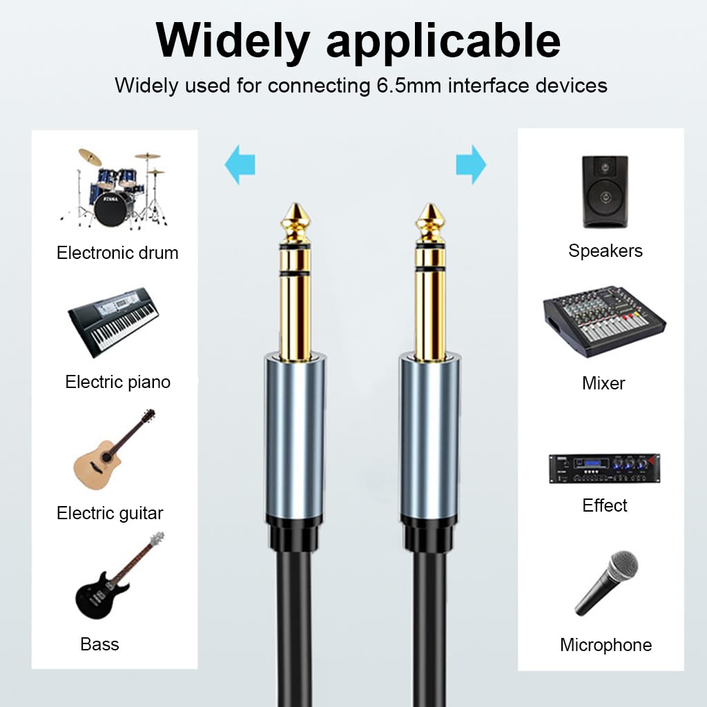 ZORBES Instrument Audio Cable 6.6ft for Guitars Keyboards and Mixers featuring Gold Plated Connectors and Nylon Braided Design