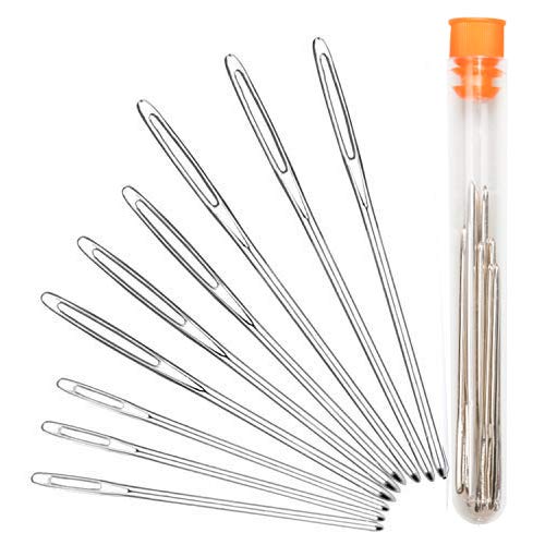 HASTHIP Crochet Needles Set for DIY Crochets featuring Large Eye Design and 9 Pcs Stainless Steel | with Transparent Storage Bottle