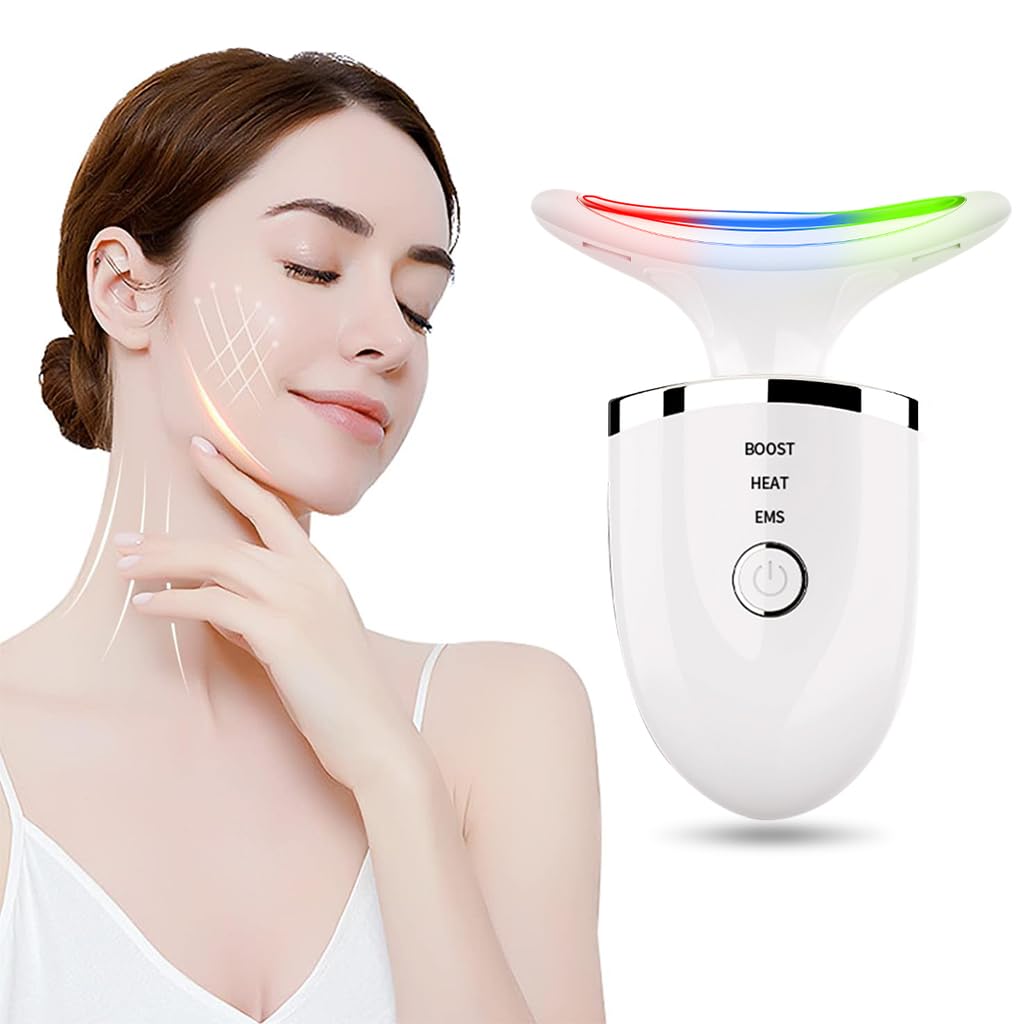 HANNEA® EMS Beauty Machine Anti-aging Neck Massager 3 in 1 Anti Wrinkles Face Massager EMS Micro-current Neck Massager Remove Double Chin Tighten Facial Contour Prevent Wrinkles