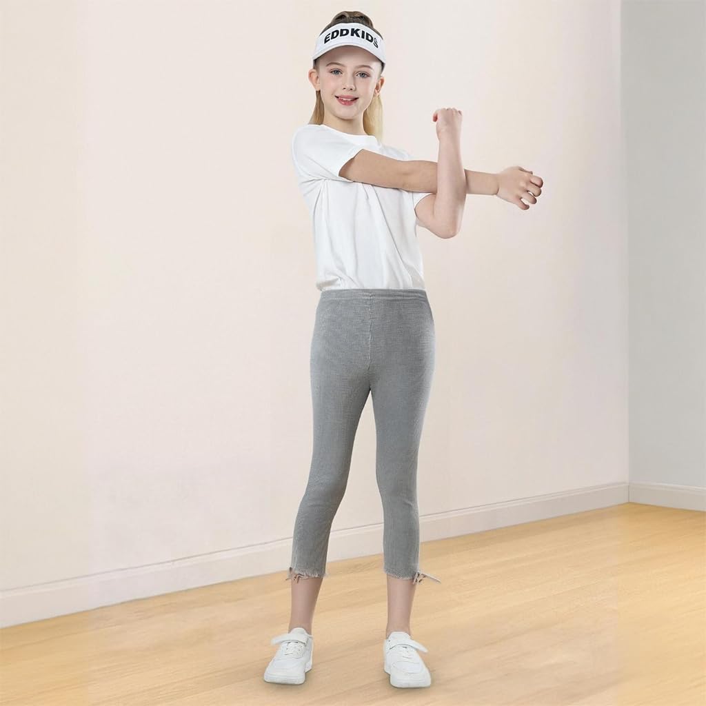 SNOWIE SOFT Modal 3/4 Pants for Girls with Elastic Waist and Decorative Bow | Grey 140cm