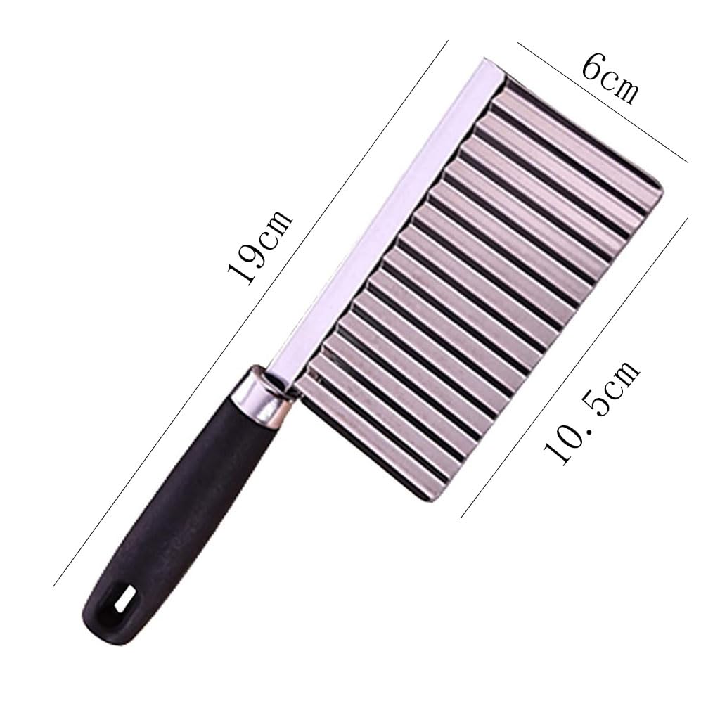ZIBUYU Crinkle Cutter for Homemade French Fries with Corrugated Blade and Ergonomic Handle