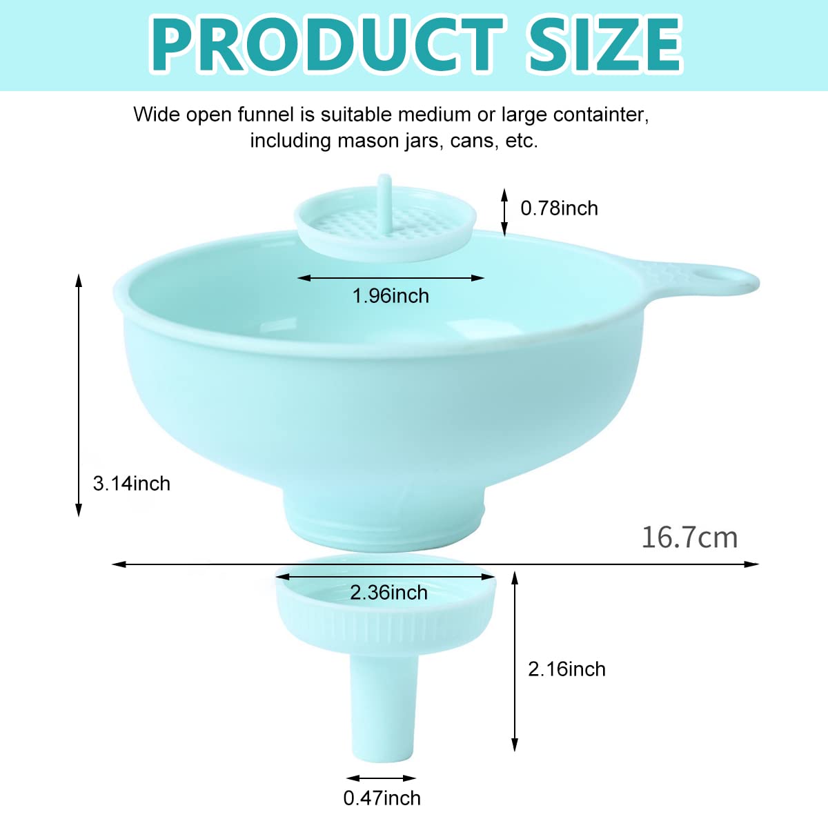 Supvox Plastic Wide Mouth Funnels for Canning and Filling | 3 in 1 Detachable Spout and Strainer Set