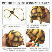 Qpets® Harness Strap for Small Tortoise Leather Harness, Adjustable Tortoise Belt Turtle Traction Rope with 3.9ft Rope Walking Lead Control Rope for Turtles, Lizards