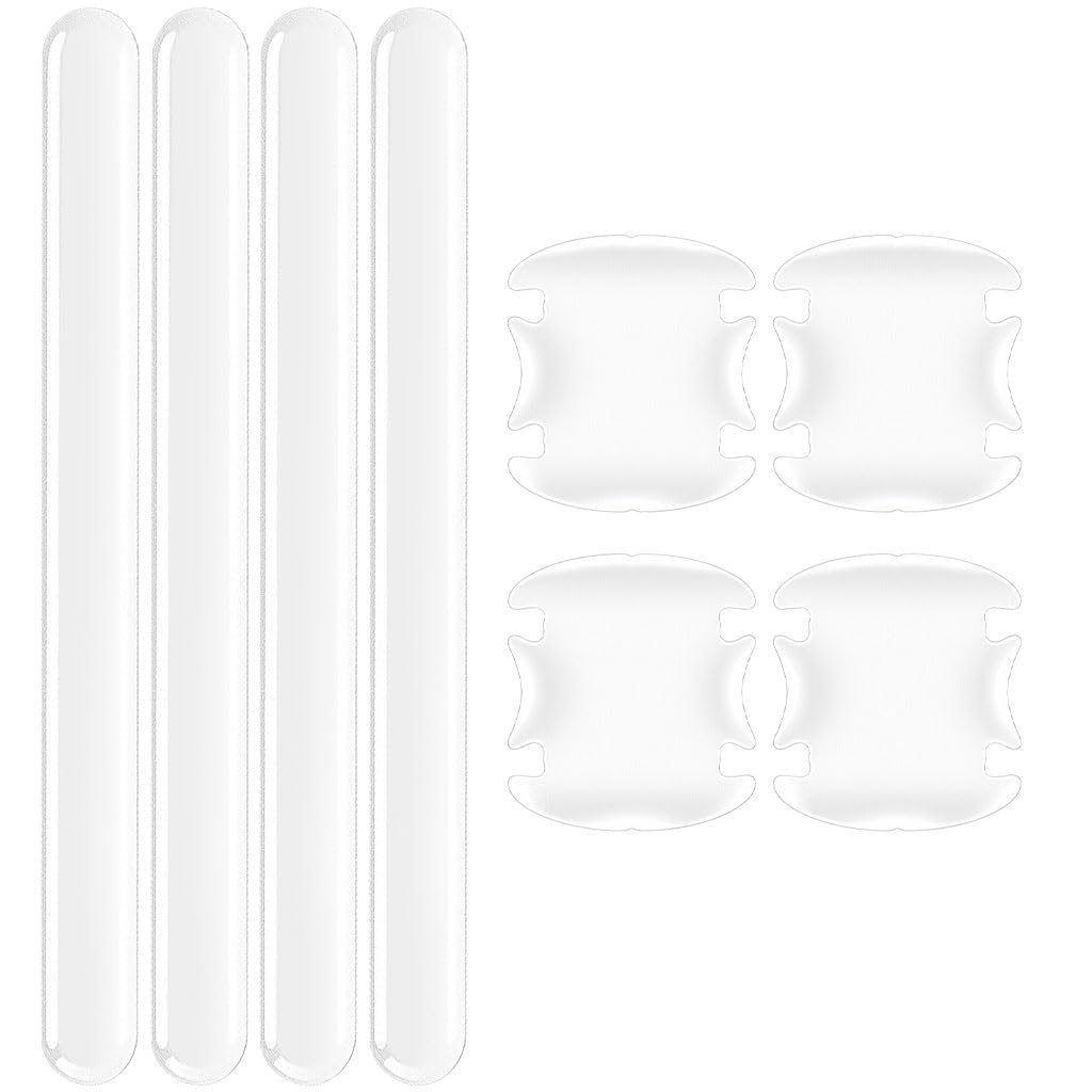 STHIRA Car Door Handle Protectors for Scratch Protection featuring Self-Adhesive 8 Pcs Clear Rubber Set | Waterproof and Invisible Design