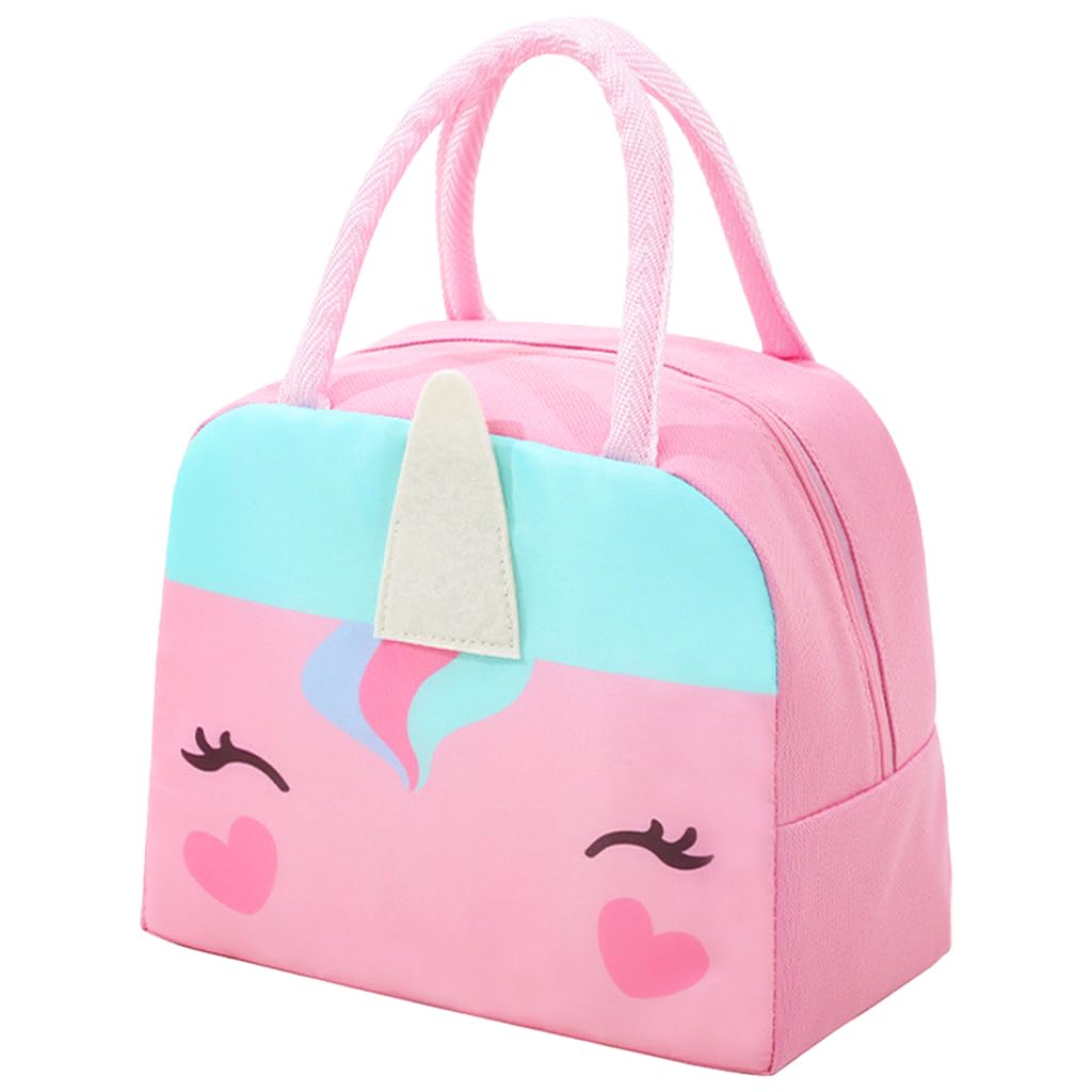 Zibuyu Nylon Lunch Bag for Kids and Girls featuring 3D Unicorn Design 23x14x19 cm | Insulated Foil Storage
