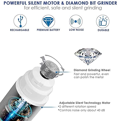 Qpets Dog Nail Grinder with Diamond Bit & Stepless Speed for 3h Use | Quiet Motor for Pets
