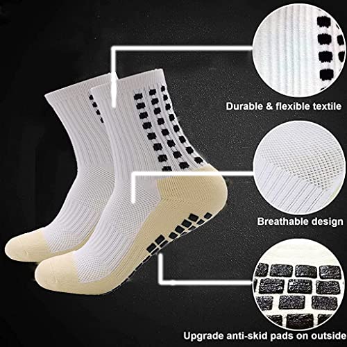 Proberos® Athletic Socks for Men Women Hi-Tech Performance Rubber Anti-Slip Thicken Cushion Sport Ankle Length Badminton Soccer Running Gym Indoor Training 3 PCS