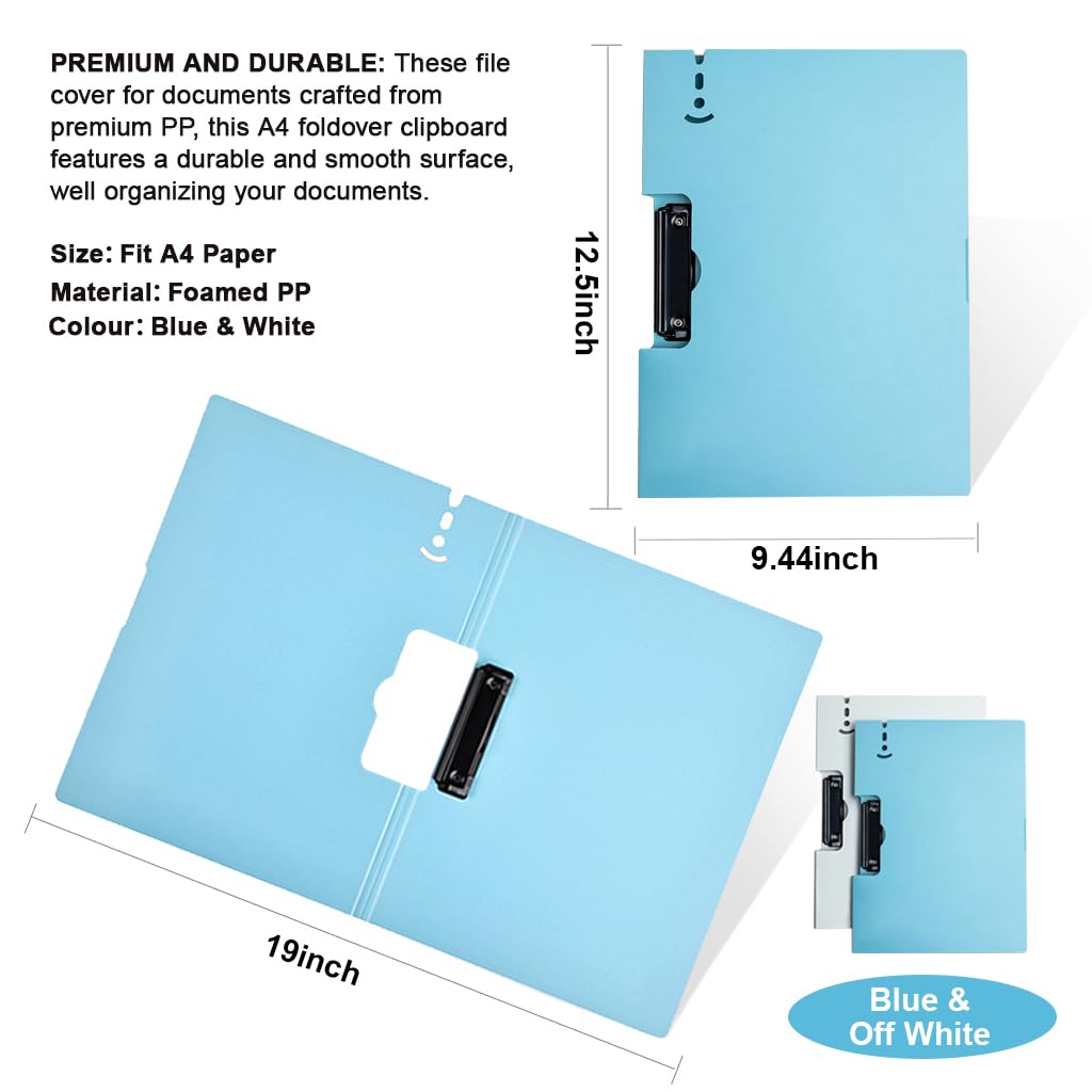 ZIBUYU A4 PVC Clipboard File Folders for Office and School with Metal Clip for 80 Sheets | 2 Pcs Organizer