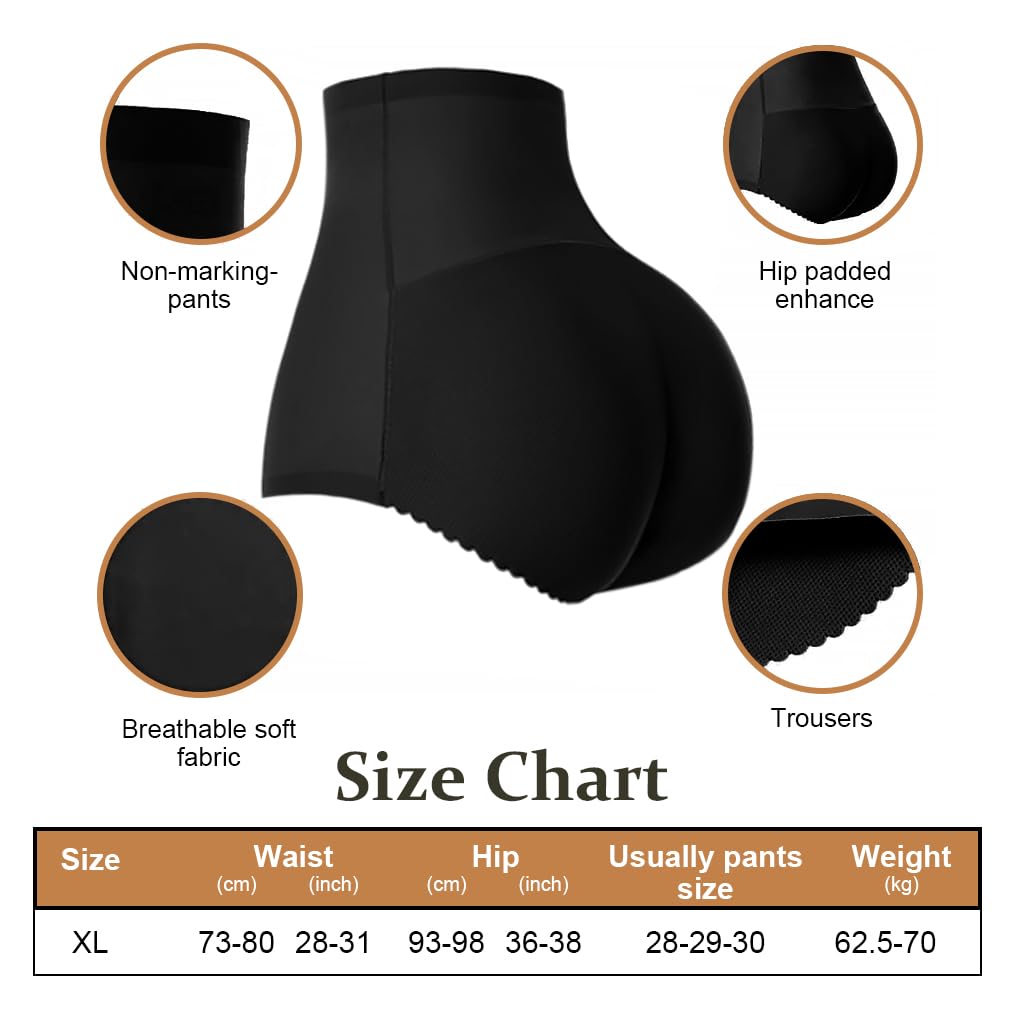 PALAY® Butt Lifter Padded Underwear for Women Hip Pads Enhancer Shapewear Shorts Seamless Tummy Control Panties Body Shaper Brief, XL