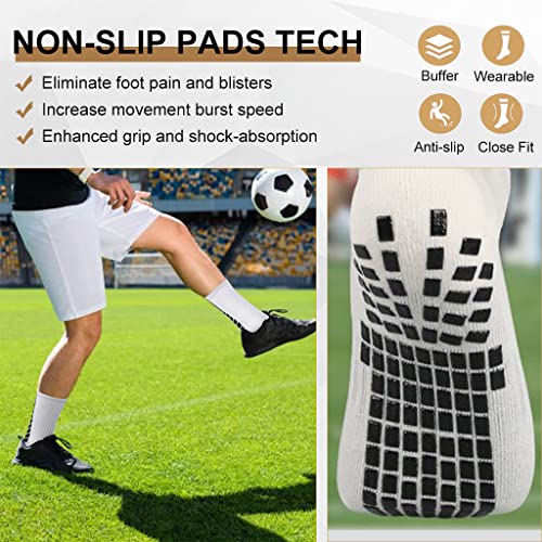 Proberos® Hi-Tech Performance Athletic Socks Combo for Men & Women, Anti-Slip Cushioned Ankle & Football Socks, Rubber Grip, Calf & Ankle Length for Badminton, Soccer, Gym, Running, Training