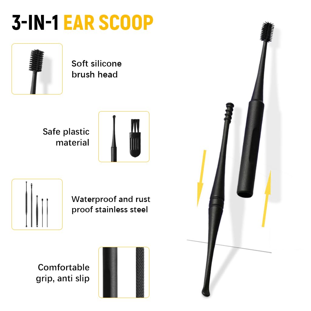 HANNEA Ear Wax Removal Tool Kit for Daily Ear Care with 7 Pcs Dual Head Silicone Tools | Portable Storage Case