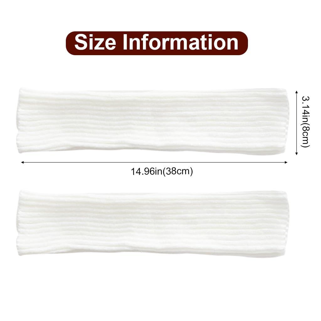 PALAY Leg Warmers for Women featuring Thick Knit Acrylic Fabric and Elastic Stay-Up Cuffs | White 1 Pair