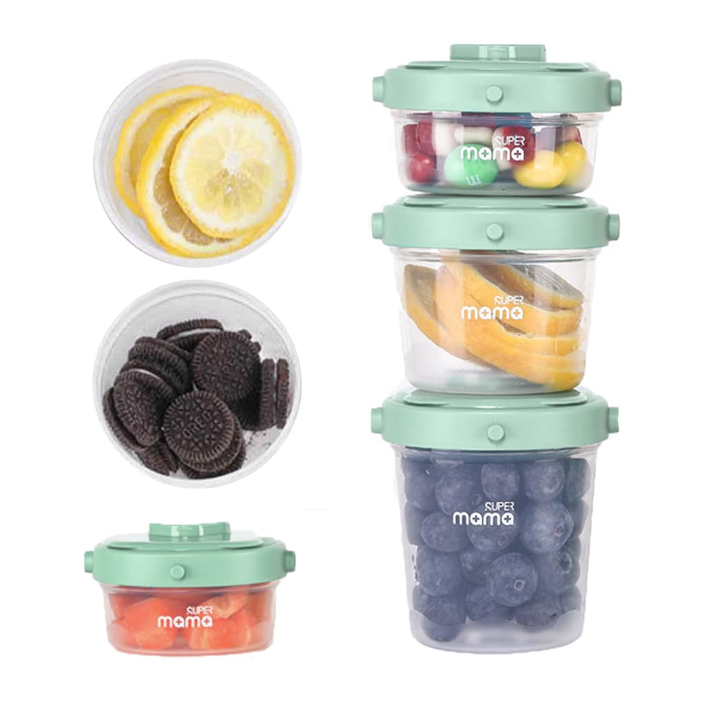 SNOWIE SOFT® Baby Food Storage Container with Lids 3 Sizes Kitchen Food Containers Food Grade BPA Free PP Food Containers Leakproof Baby Food Containers Freezer & Microwave Oven Safe, 60ml/120ml/200ml