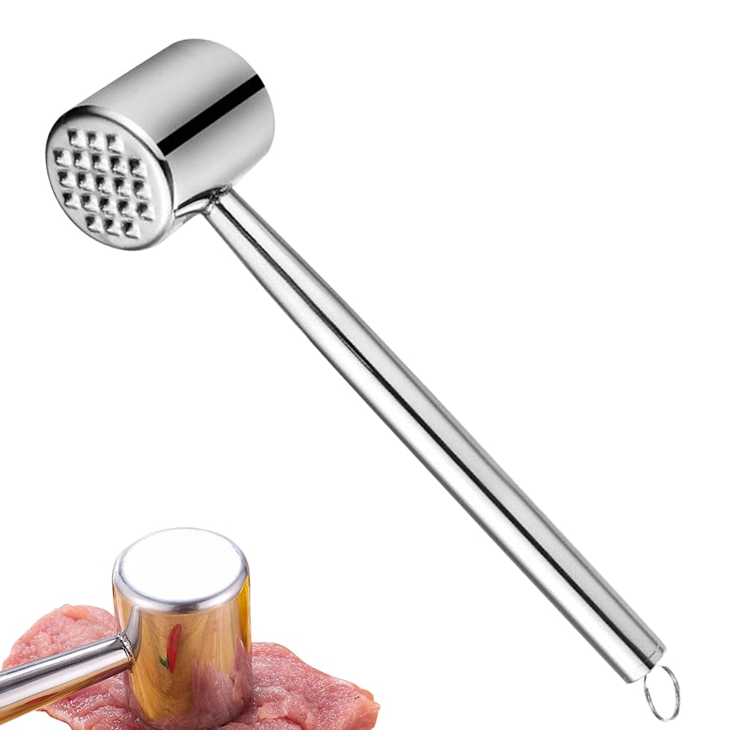 Supvox® Kitchen Meat Tenderizer 10.4 Inches Meat Pounder Food Grade 304 Stainless Steel Meat Tenderizer Hammer Meat Pounder for Chicken Breast, Meat, Pork