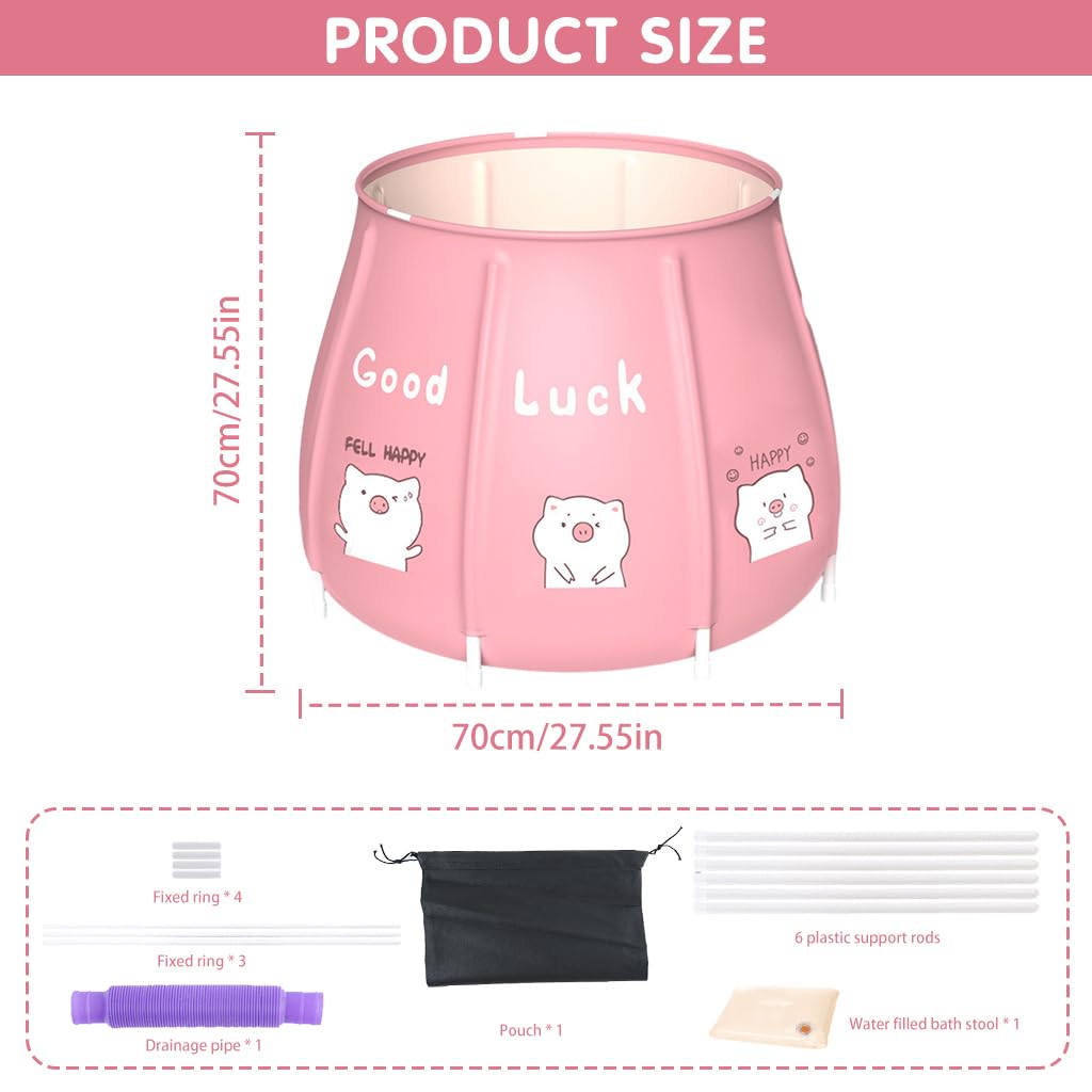 HANNEA Bath Tub for Cold Water Therapy with PVC Leakproof Design 70×70 cm | Foldable for Adults and Kids