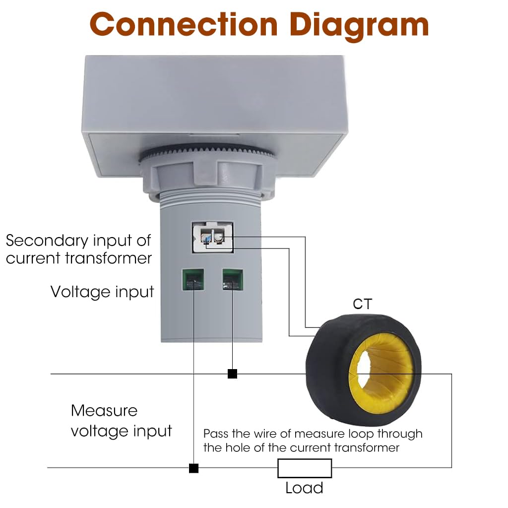 6 in 1 Digital Single Phase Power Meter with LCD Display and Current Transformer CT | 50 300V 0 100A 0 30000W Energy Monitor