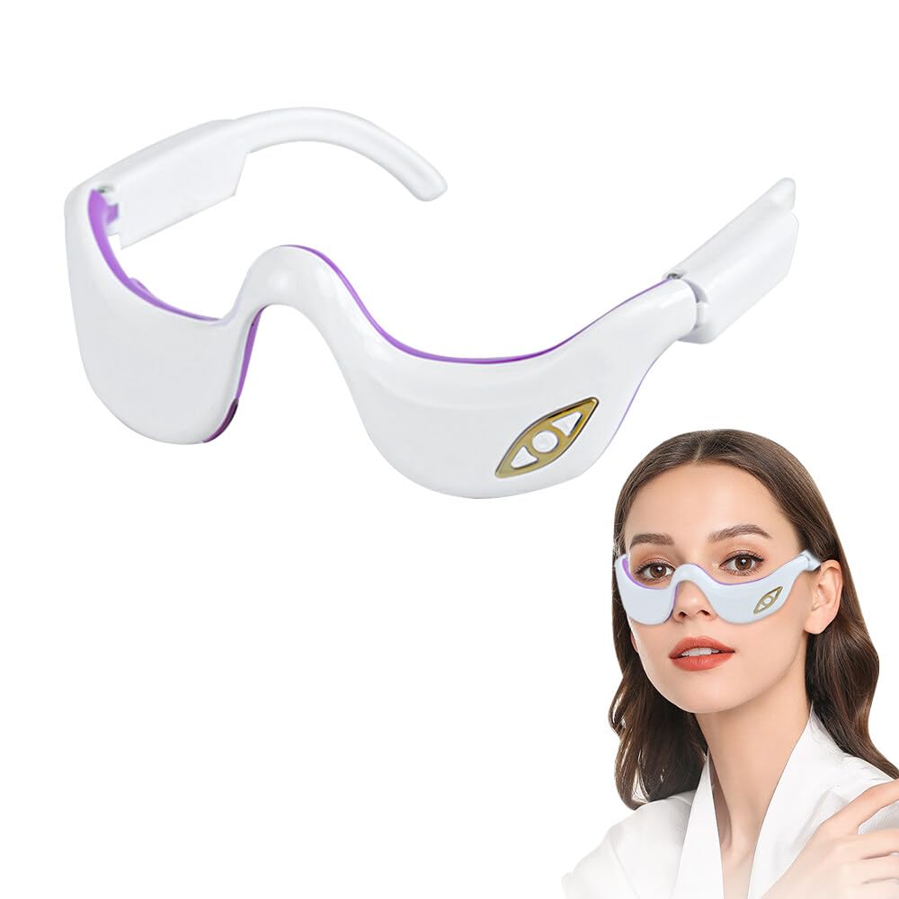 HANNEA® EMS Eye Massager Wearable USB Rechargeable Micro Current Pulse Eye Massager with Heating Therapy Relieve Eye Strain, Relax Eye Muscle, Accelerate Eye Blood Circulation