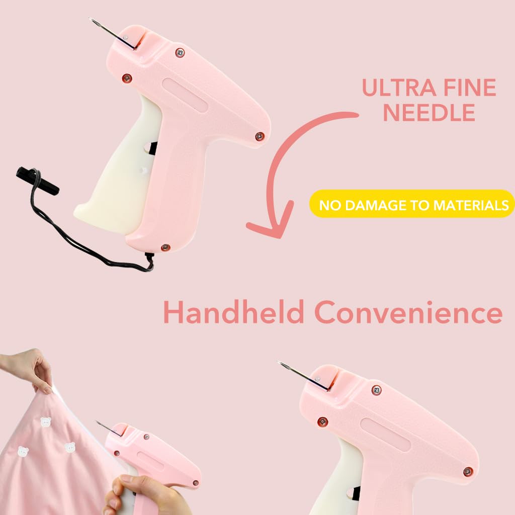 HASTHIP Quick Stitch Sewing Gun for Clothing Fixes with 660 Rubber Fasteners | Pink Portable Hemming Tool