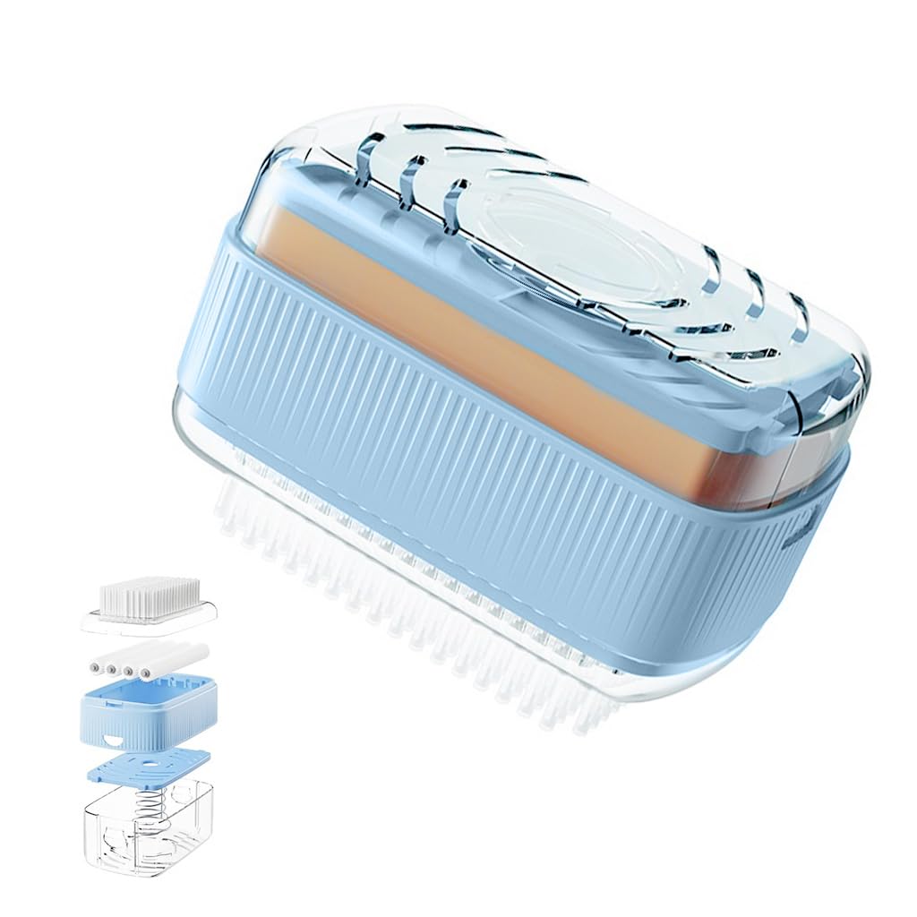 HASTHIP Soap Storage Box with Built In Foaming Roller and Brush for Easy Cleaning | Soap Saver Drainage Case with Lid