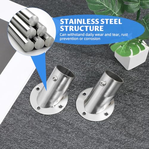 HASTHIP® Stainless Steel Handrail Fitting Handrail Bracket, 2.5mm Dia, Flange Base with Mounting Holes, Handrail Base Fitting for Stair & Balcony, Pack of 4