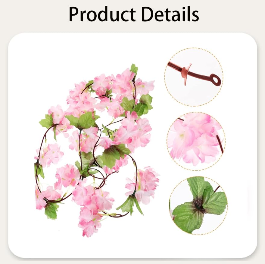 ZIBUYU Artificial Cherry Blossom Vines for Wedding and Home Decor with 2pcs Pink Garland