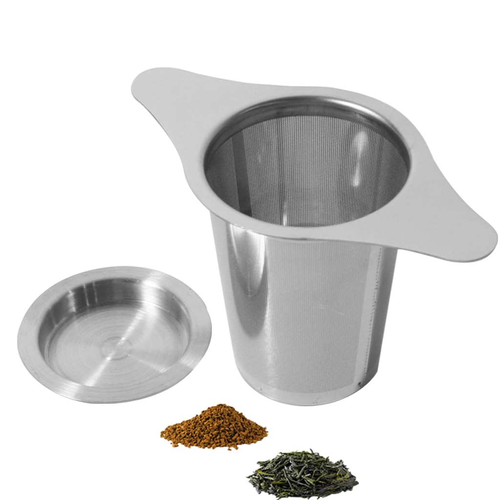 Supvox® 304 Stainless Steel Tea Infuser Tea Strainer with Lid Tea Filter for Loose Tea, Chamomile, Green Tea Loose Leaves 5 inches Fine Mesh Strainer for Teapots, Cups, Mugs